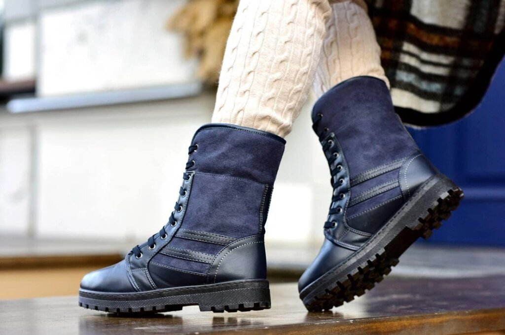 Ботинки жіночі сині зимові С226 від компанії Shock km ua - фото 1
