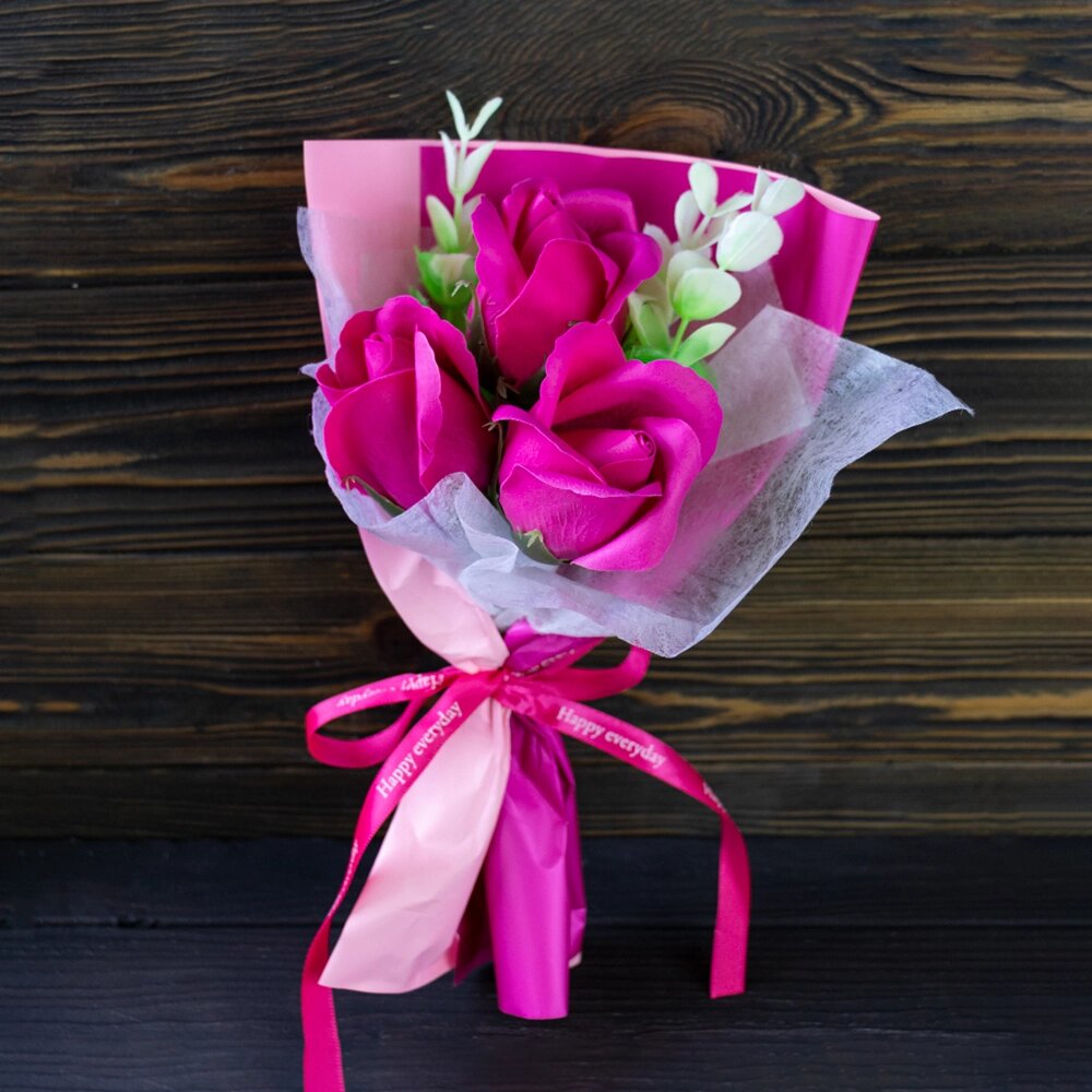 Букет троянд із мила Beauty is flowery 12575 (малиновий) від компанії Shock km ua - фото 1