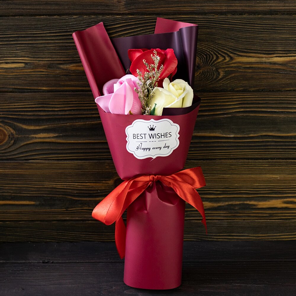 Букет троянд із мила BEST WISHES 12572 (червоний з рожевим) від компанії Shock km ua - фото 1