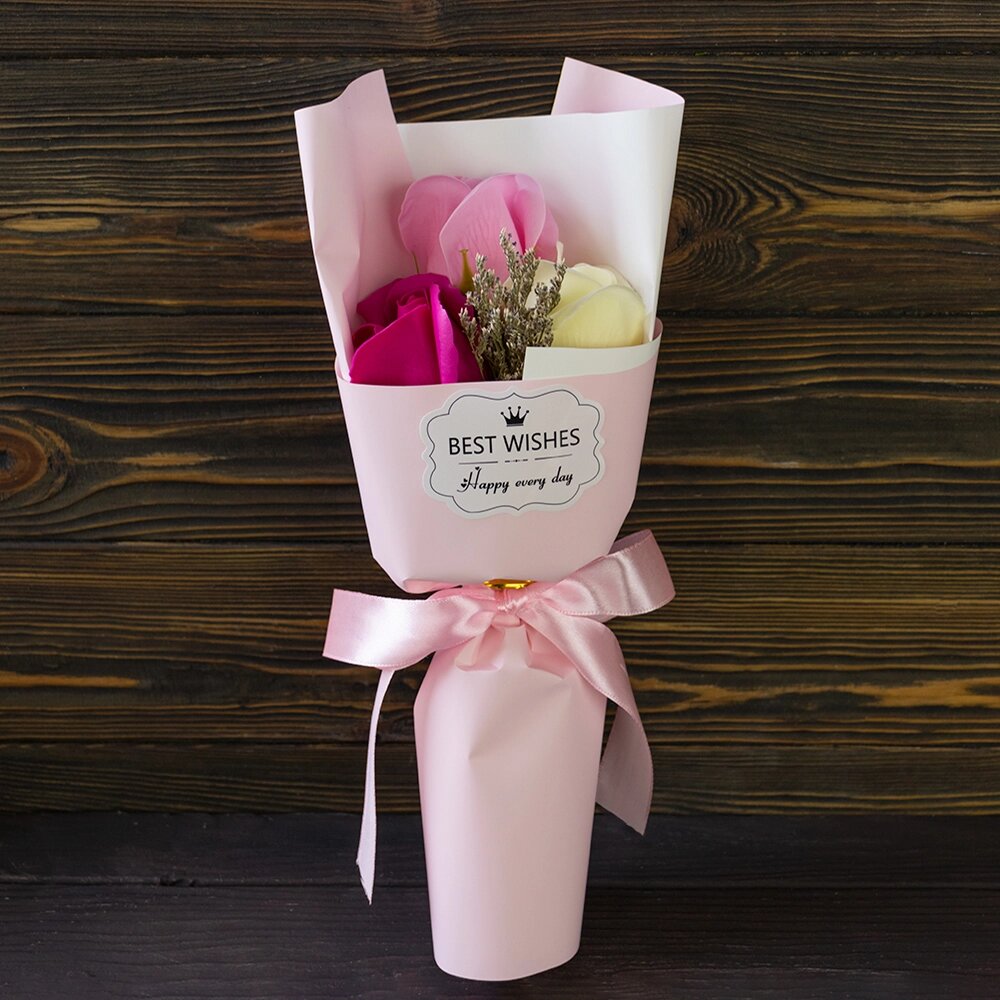 Букет троянд із мила BEST WISHES 12573 (рожевий з малиновим) від компанії Shock km ua - фото 1