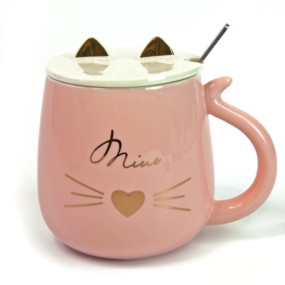 Чашка Cat-Miue з кришкою та ложкою від компанії Shock km ua - фото 1