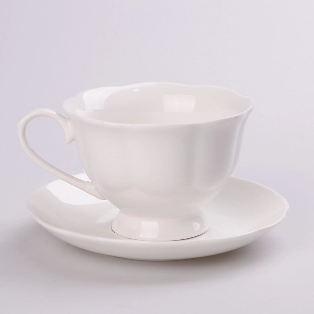 Чашка чайна з порцеляни 200мл з порцеляновим блюдцем кухоль для чаю з кришкою від компанії Shock km ua - фото 1