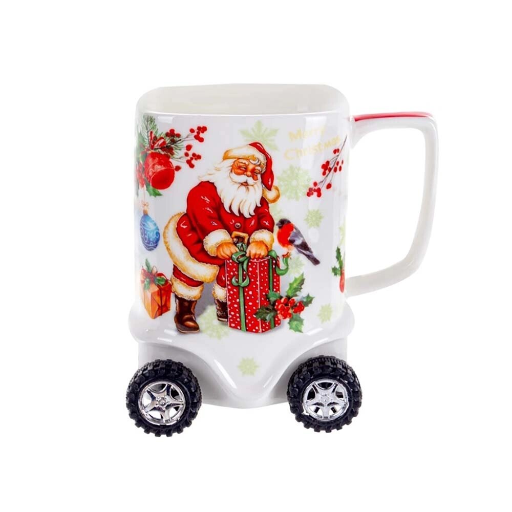 Чашка новорічна подарункова на коліщатках Дід Мороз від компанії Shock km ua - фото 1
