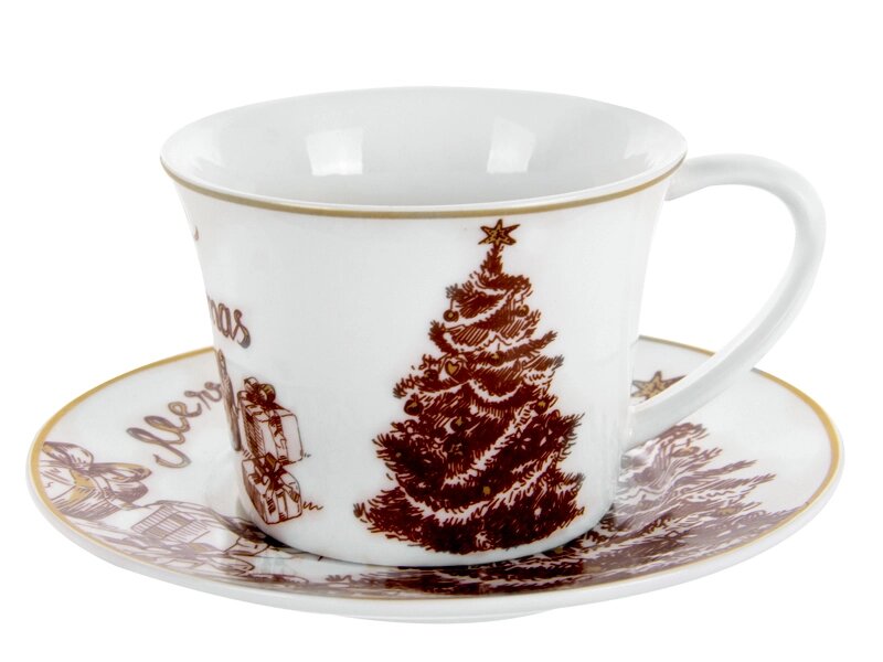 Чашка з блюдцем Lefard Merry Christmas 924-744 250 мл 2 предмети від компанії Shock km ua - фото 1