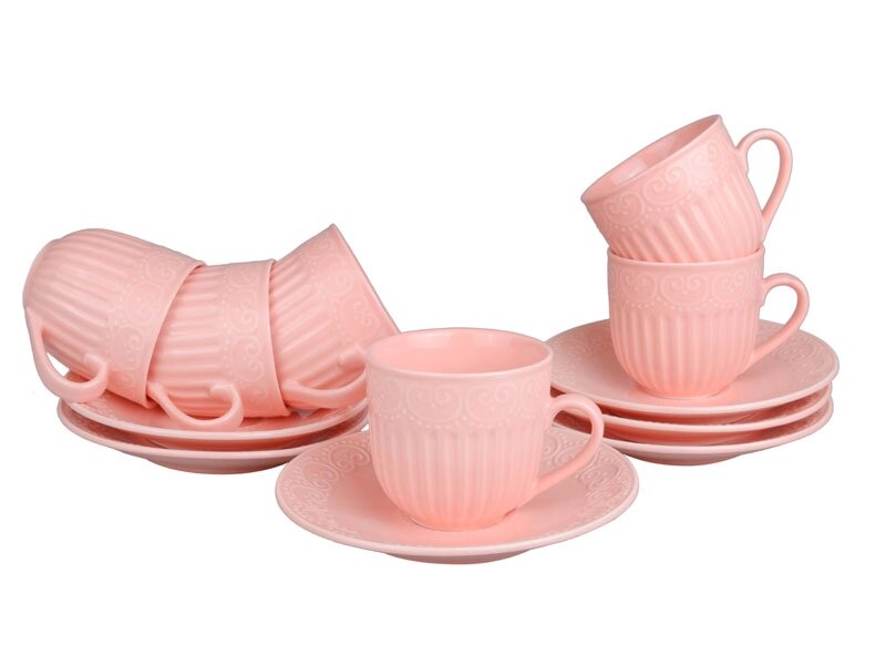Чайний сервіз Lefard Ажур 722-123 12 предметів рожевий від компанії Shock km ua - фото 1