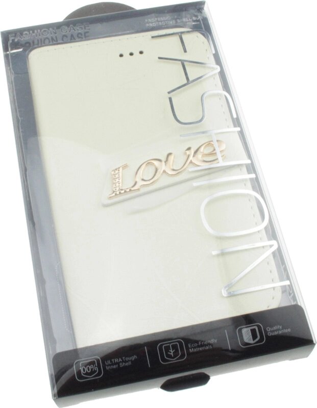 Чехол-книжка TOTO Book Universal cover Love 4.5'-5.0' White від компанії Shock km ua - фото 1