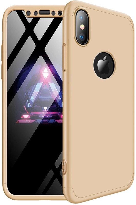 Чехол-накладка GKK 3 in 1 Hard PC Case Apple iPhone X Gold від компанії Shock km ua - фото 1