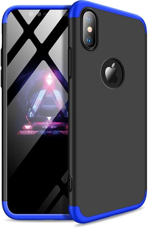 Чехол-накладка GKK 3 in 1 Hard PC Case Apple iPhone XS Max Blue/Black від компанії Shock km ua - фото 1
