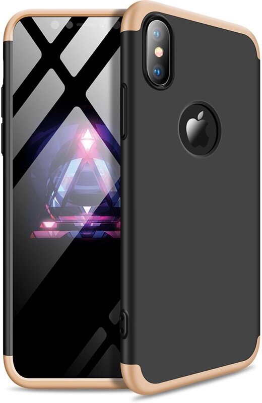 Чехол-накладка GKK 3 in 1 Hard PC Case Apple iPhone XS Max Gold/Black від компанії Shock km ua - фото 1