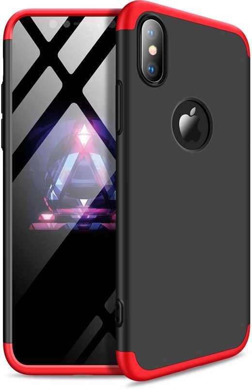 Чехол-накладка GKK 3 in 1 Hard PC Case Apple iPhone XS Max Red/Black від компанії Shock km ua - фото 1