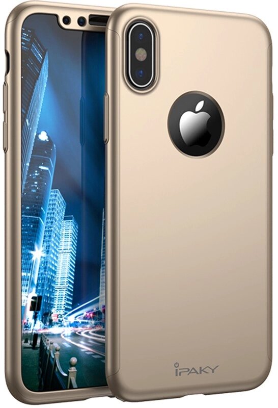 Чехол-накладка Ipaky 360 PC Full Protection Case Apple iPhone X Gold від компанії Shock km ua - фото 1