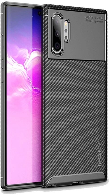 Чехол-накладка Ipaky Carbon Fiber Series/Soft TPU Case Samsung Galaxy Note 10+ Black від компанії Shock km ua - фото 1