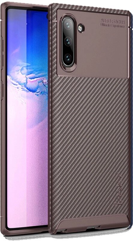 Чехол-накладка Ipaky Carbon Fiber Series/Soft TPU Case Samsung Galaxy Note 10 Coffee від компанії Shock km ua - фото 1