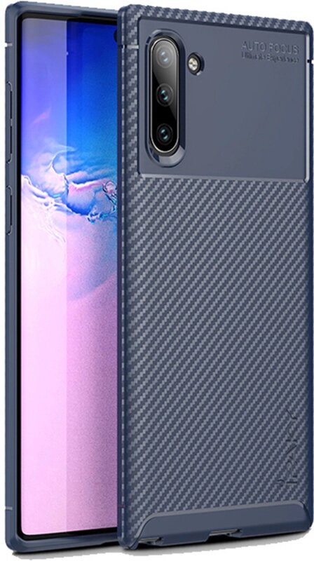 Чехол-накладка Ipaky Carbon Fiber Series/Soft TPU Case Samsung Galaxy Note 10 Navy Blue від компанії Shock km ua - фото 1