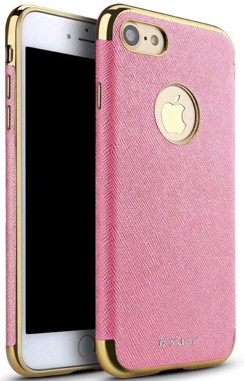 Чехол-накладка Ipaky Chrome connector + Leather Back case iPhone 7 Plus Pink/Gold від компанії Shock km ua - фото 1