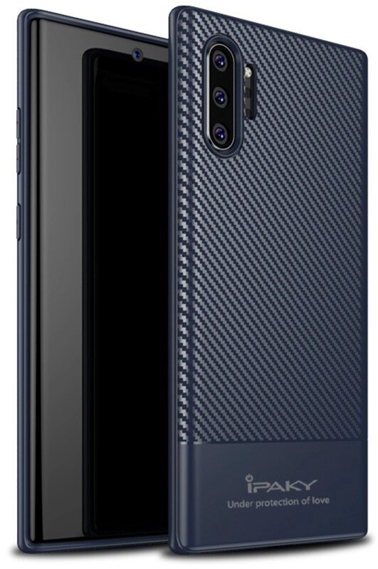 Чехол-накладка Ipaky Moosy Series/TPU With Carbon Fiber Case Samsung Galaxy Note 10+ Blue від компанії Shock km ua - фото 1