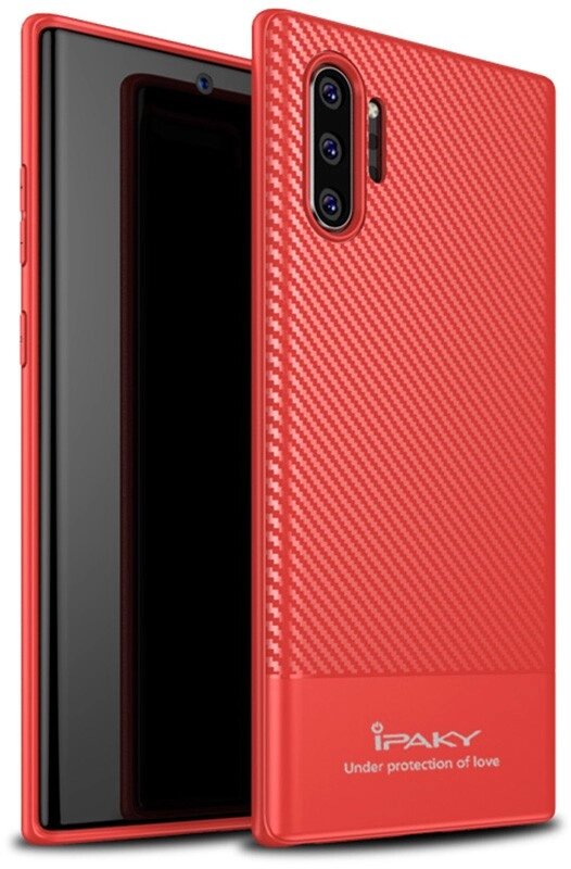 Чехол-накладка Ipaky Moosy Series/TPU With Carbon Fiber Case Samsung Galaxy Note 10+ Red від компанії Shock km ua - фото 1