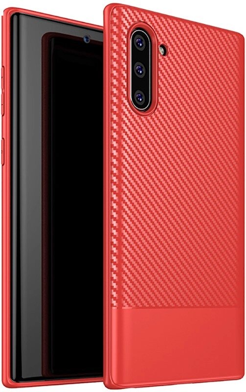 Чехол-накладка Ipaky Moosy Series/TPU With Carbon Fiber Case Samsung Galaxy Note 10 Red від компанії Shock km ua - фото 1