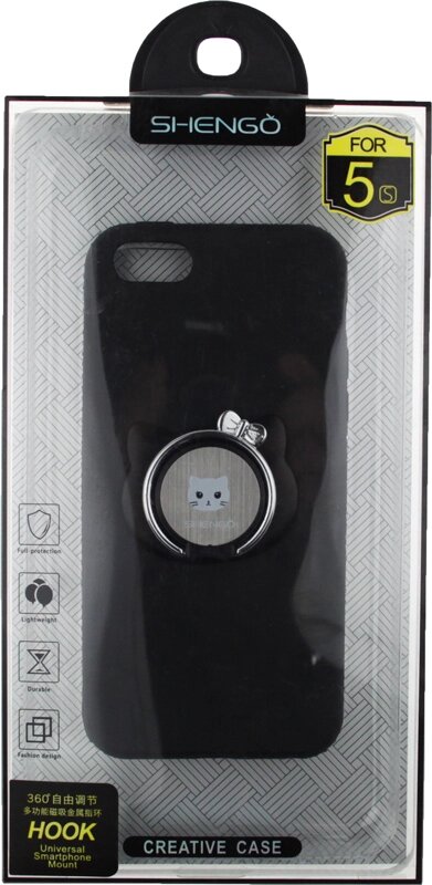 Чехол-накладка SHENGO Soft-touch holder TPU Case iPhone 5/5S/SE Black від компанії Shock km ua - фото 1