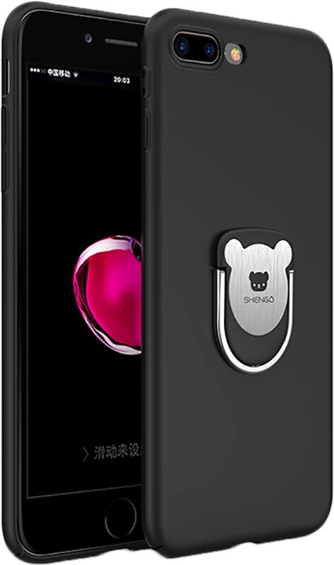Чехол-накладка SHENGO Soft-touch holder TPU Case iPhone 8 Plus Black від компанії Shock km ua - фото 1