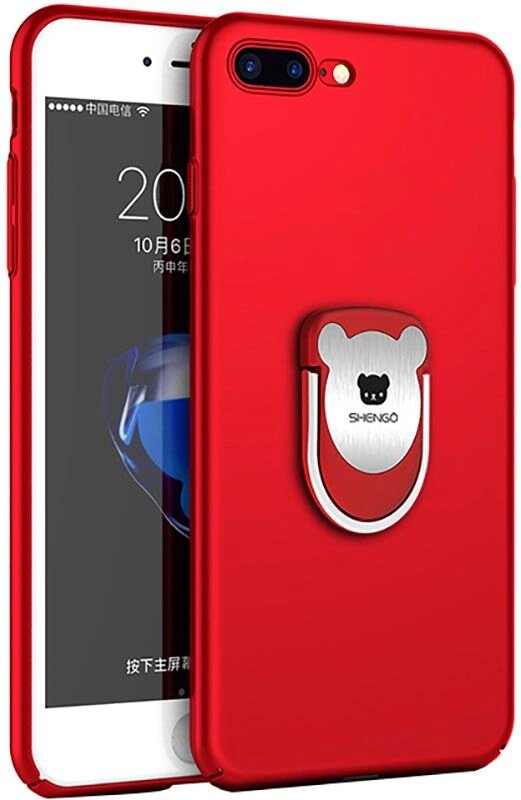 Чехол-накладка SHENGO Soft-touch holder TPU Case iPhone 8 Plus Red від компанії Shock km ua - фото 1