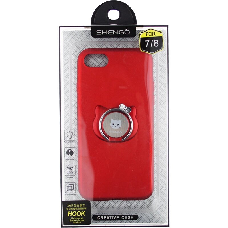 Чехол-накладка SHENGO Soft-touch holder TPU Case iPhone 8 Red від компанії Shock km ua - фото 1