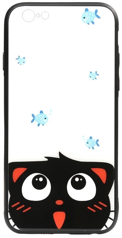 Чехол-накладка TOTO Cartoon Print Glass Case Apple iPhone 6/6s Cat and fish від компанії Shock km ua - фото 1