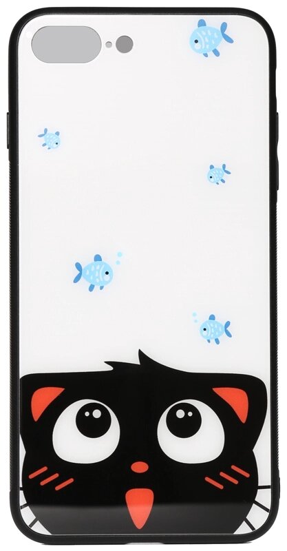 Чехол-накладка TOTO Cartoon Print Glass Case Apple iPhone 7 Plus/8 Plus Cat and fish від компанії Shock km ua - фото 1