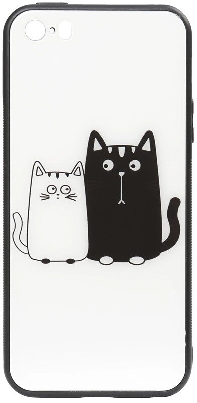 Чехол-накладка TOTO Cartoon Print Glass Case Apple iPhone SE/5s/5 Cats White/Black від компанії Shock km ua - фото 1