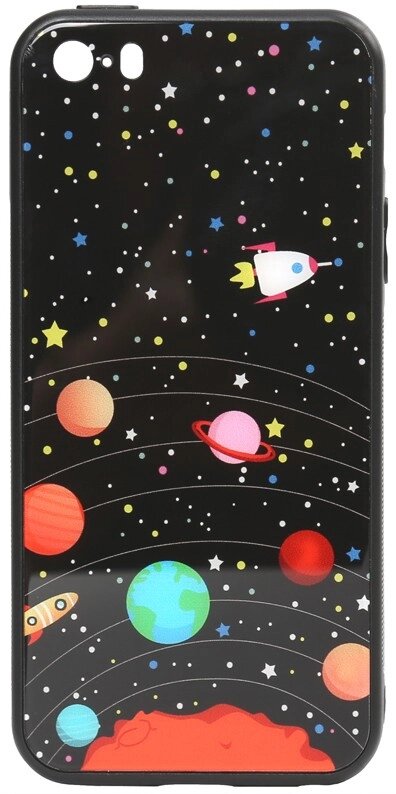 Чехол-накладка TOTO Cartoon Print Glass Case Apple iPhone SE/5s/5 Planets від компанії Shock km ua - фото 1