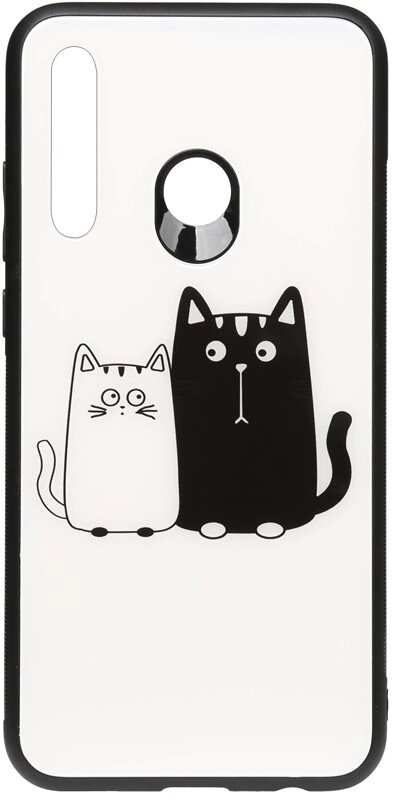 Чехол-накладка TOTO Cartoon Print Glass Case Huawei P Smart+ 2019 Cats White/Black від компанії Shock km ua - фото 1