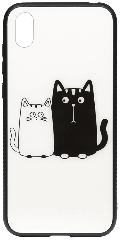 Чехол-накладка TOTO Cartoon Print Glass Case Huawei Y5 2019 Cats White/Black від компанії Shock km ua - фото 1