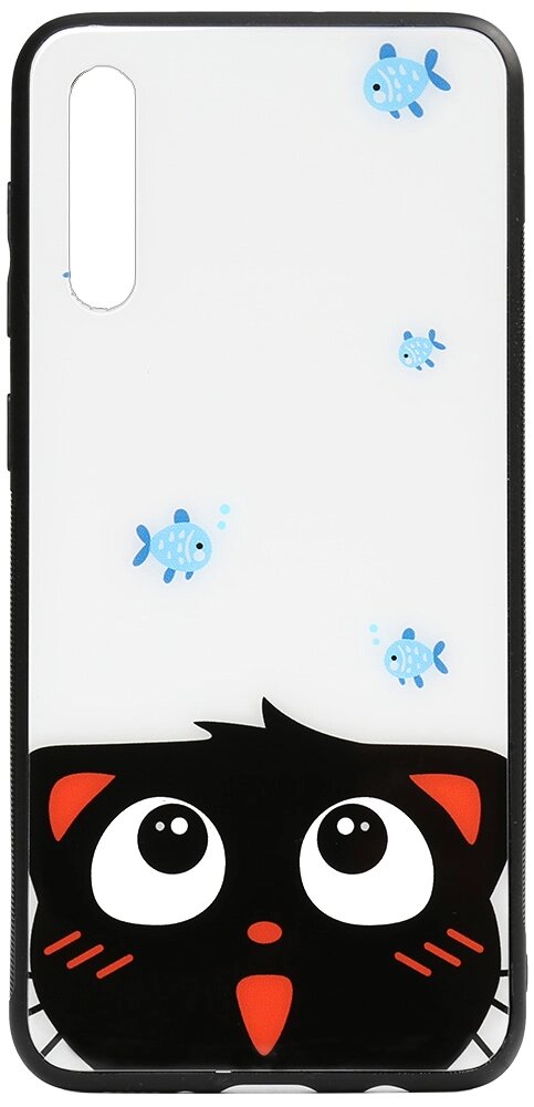 Чехол-накладка TOTO Cartoon Print Glass Case Samsung Galaxy A70 Cat and fish від компанії Shock km ua - фото 1