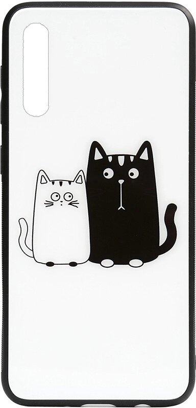 Чехол-накладка TOTO Cartoon Print Glass Case Samsung Galaxy A70 Cats White/Black від компанії Shock km ua - фото 1