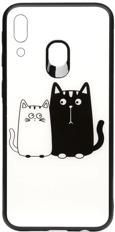 Чехол-накладка TOTO Cartoon Print Glass Case Samsung Galaxy M20 Cats White/Black від компанії Shock km ua - фото 1