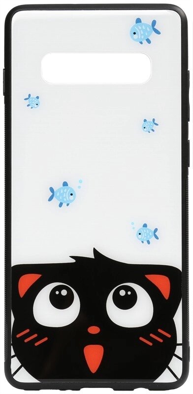 Чехол-накладка TOTO Cartoon Print Glass Case Samsung Galaxy S10e Cat and fish від компанії Shock km ua - фото 1