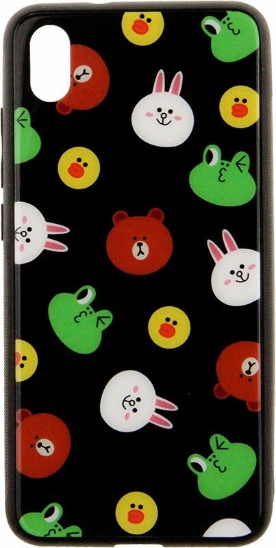 Чехол-накладка TOTO Cartoon Print Glass Case Xiaomi Redmi 7A Line friends Black від компанії Shock km ua - фото 1