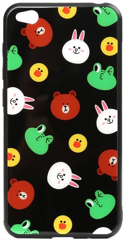 Чехол-накладка TOTO Cartoon Print Glass Case Xiaomi Redmi Go Line friends Black від компанії Shock km ua - фото 1