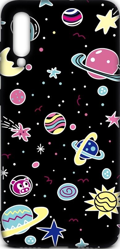 Чехол-накладка TOTO Cartoon Soft Silicone TPU Case Samsung Galaxy A70 Space Planets Black від компанії Shock km ua - фото 1