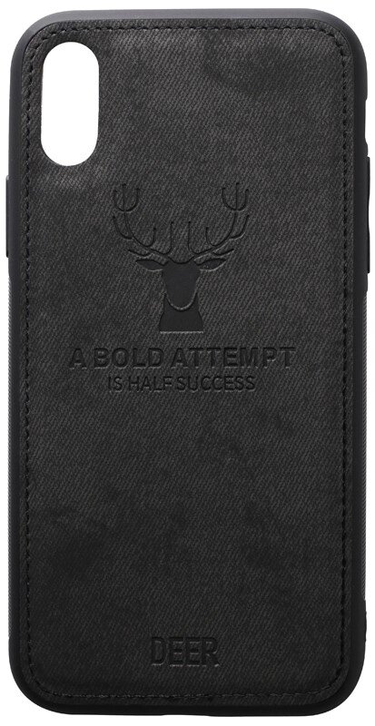 Чехол-накладка TOTO Deer Shell With Leather Effect Case Apple iPhone X/XS Black від компанії Shock km ua - фото 1