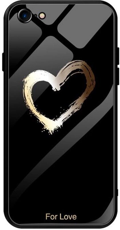 Чехол-накладка TOTO Glass Fashionable Case Apple iPhone 7/8/SE 2020 Heart on Black від компанії Shock km ua - фото 1