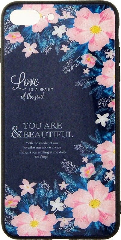 Чехол-накладка TOTO Glass Fashionable Case Apple iPhone 7 Plus/8 plus Flower on Blue від компанії Shock km ua - фото 1