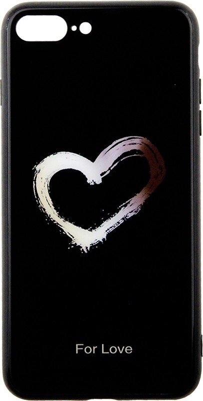 Чехол-накладка TOTO Glass Fashionable Case Apple iPhone 7 Plus/8 Plus Heart on Black від компанії Shock km ua - фото 1