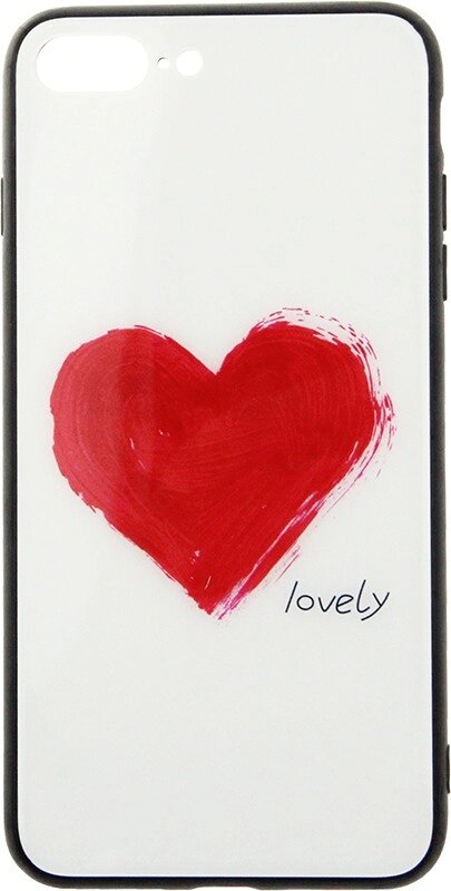 Чехол-накладка TOTO Glass Fashionable Case Apple iPhone 7 Plus/8 Plus Red Heart on White від компанії Shock km ua - фото 1