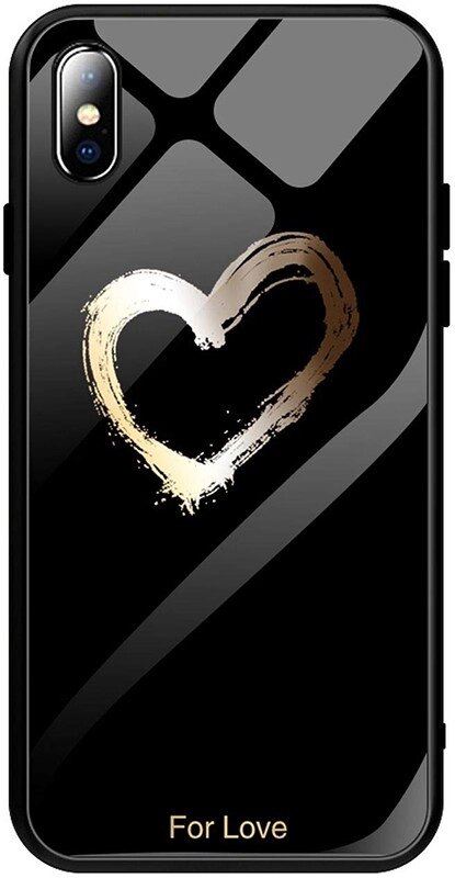 Чехол-накладка TOTO Glass Fashionable Case Apple iPhone X Heart on Black від компанії Shock km ua - фото 1