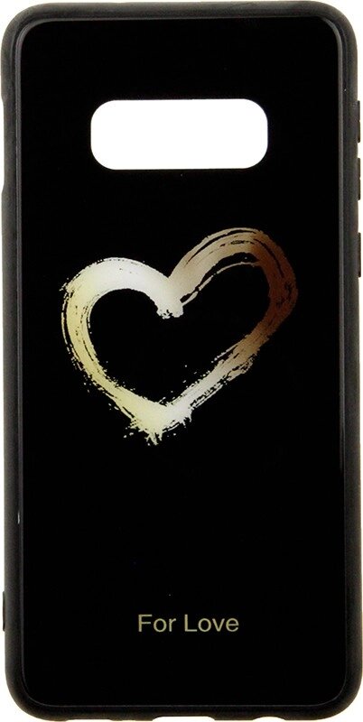Чехол-накладка TOTO Glass Fashionable Case Samsung Galaxy S10e Heart on Black від компанії Shock km ua - фото 1