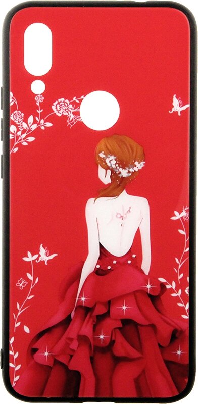 Чехол-накладка TOTO Glass Fashionable Case Xiaomi Redmi 7 Red Dress Girl від компанії Shock km ua - фото 1