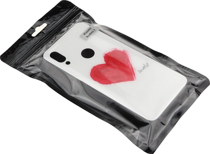 Чехол-накладка TOTO Glass Fashionable Case Xiaomi Redmi 7 Red Heart on White від компанії Shock km ua - фото 1