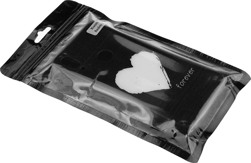 Чехол-накладка TOTO Glass Fashionable Case Xiaomi Redmi 7 White Heart on Black від компанії Shock km ua - фото 1