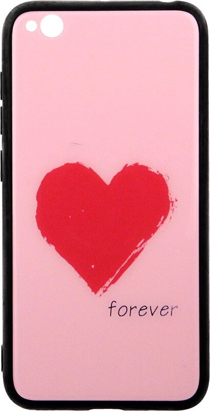 Чехол-накладка TOTO Glass Fashionable Case Xiaomi Redmi Go Red Heart on Pink від компанії Shock km ua - фото 1